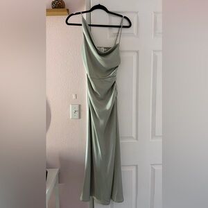Hello Molly Sage Green Satin Midi Dress